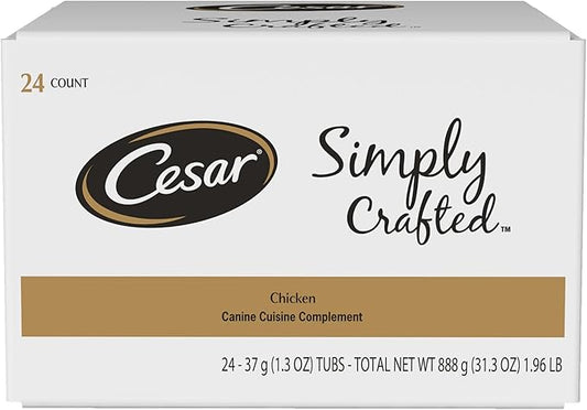 CESAR SIMPLY CRAFTED Adult Wet Dog Food Cuisine Complement, Chicken, (24) 1.3 oz. Tubs