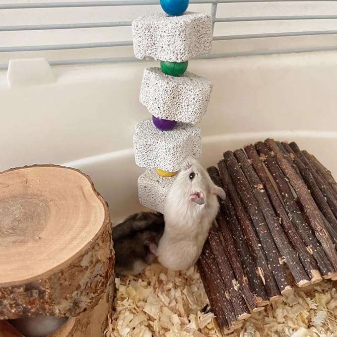 Parrot Chewing Toy, Bird Beak Grinding Mineral Stone Colorful Bird Block Toys Parrot Lava Block Calcium Supplement Food Chew Training Toys for African Greys Eclectus Budgies