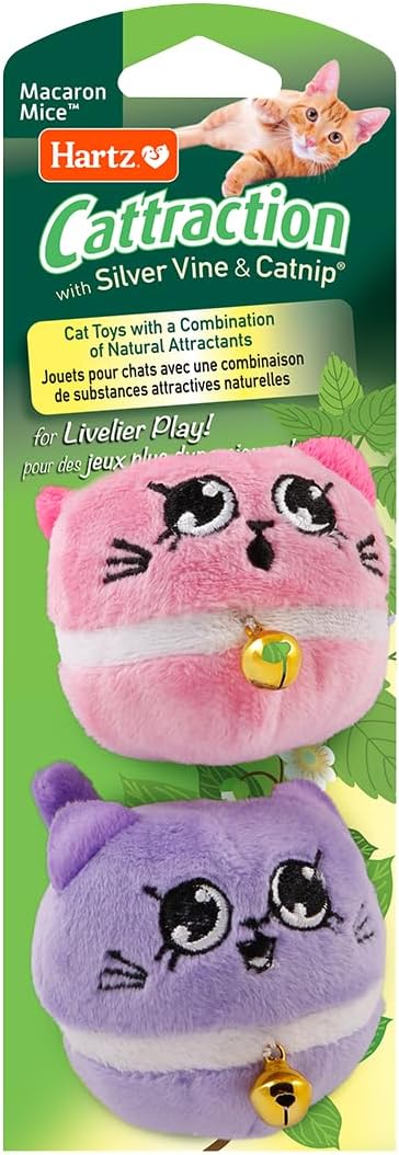 Cattraction with Silver Vine & Catnip Macaron Mice - 2 Pack,All Breed Sizes