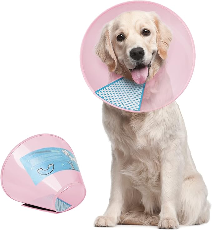 Supet Dog Cone Collar Adjustable After Surgery, Comfortable Pet Recovery Collar & Cone for Large Medium Small Dogs, Elizabethan Dog Neck Collar Plastic Practical