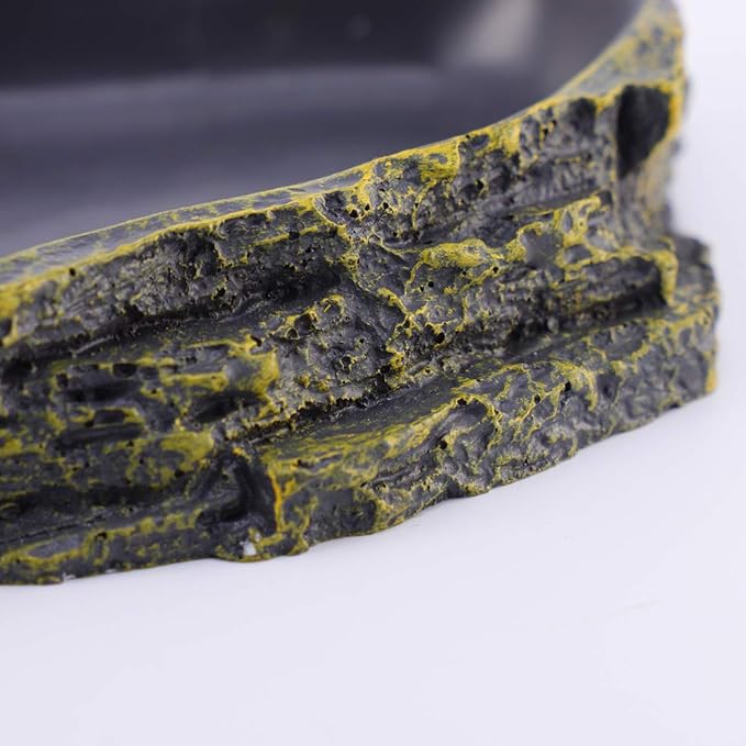 POPETPOP Reptile Food Dish Terrarium Water Bowl Food Feeding Plate Container Drinking Water Tray Resin for Snake Tortoise Frog