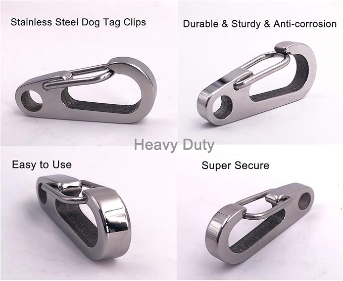 2 Pack Dog Tag Clips, Stainless Steel Heavy Duty Quick Clips Pet ID Tag Holder for Dog/Cat Collar and Harness