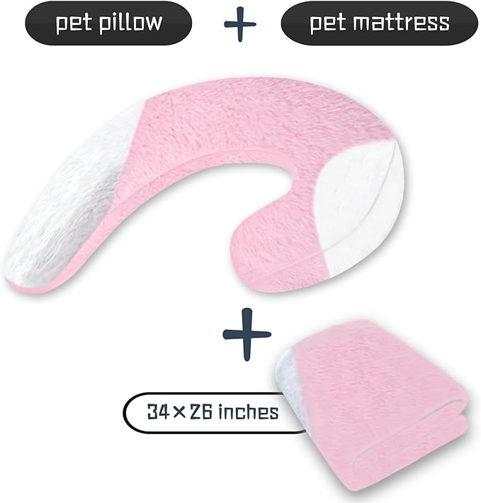 Dog Pillow Dog Bed Pet Pillow Mattress Set for Indoor Cats and Dogs Dog Calming Pillow Dog Bed Cat Pillow Cat Mattress Improve Pet Sleep Pink and White Double Color