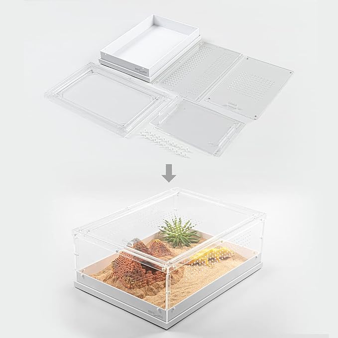 REPTI ZOO Large Tarantula Enclosure 16" X 12" X 6", Acrylic Reptile Terrarium Insect Feeder Box for Small Reptiles and Invertebrates, Mantis, Spider, Cricket, Tarantula