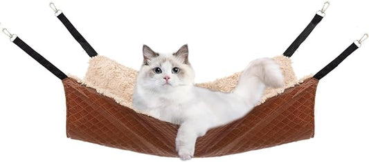 JOYELF Cat Hammock Bed, Large Reversible Pet Cage Hammock Hanging Soft Pet Bed for Kitten Ferret Puppy or Small Pet