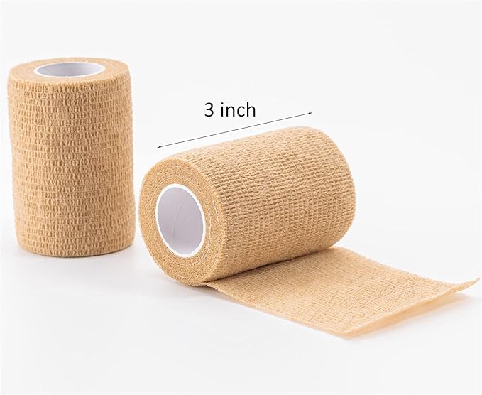 Self Adhesive Bandage Wrap 3 inch, Self Sticking Bandage Wrap, Wound Wrap Self Adherent for Wrist Ankle Sprains, Vet Wrap for Animals, 12 Pack