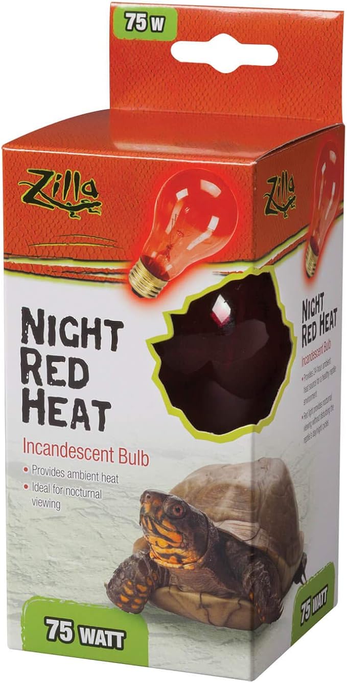 Zilla Reptile Terrarium Heat Lamps Incandescent Bulb, Night Red, 75W