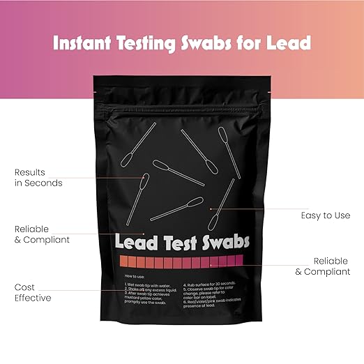 Lead Test Kit - 10 x Instant Testing Swabs for Lead (inc Lead Paint) Rapid Test Strips - Results in 20 seconds.