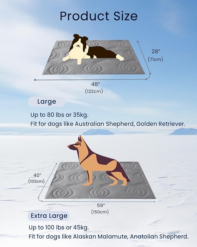 ZonLi Dog Cooling Mat, 59" x 40"Extra Large, Cooling Pad for Dog with Premium Silicone, Pet Cooling Mats Reversible (Cool & Warm) for Crate, Kennel, Sofa, Bed, Washable, Durable, Polar Grey