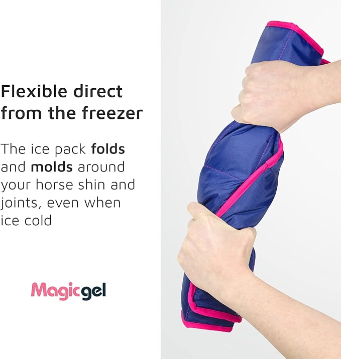 Horse Ice Pack - Cooling Leg Wraps for Hock, Ankle, Knee, Legs, Boots, and Hooves. (Twin Ice Boot, by Magic Gel)