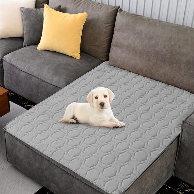 Waterproof & Non-Slip Dog Bed Cover and Pet Blanket Sofa Pet Bed Mat ，car Incontinence Mattress Protectors Furniture Couch Cover for Most Cats Dogs,Pets<52x82-Light Grey>