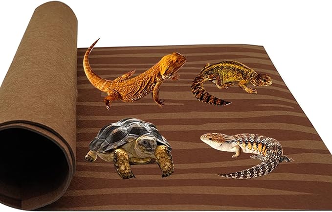 2 Pack Reptile Carpet Reptile Mat & Reversible Substrate, Terrarium Liner Bedding for Lizard,Chameleon,Gecko,Snake,Ceratophrys 30 X12 in, Printing Brown (20Gallon, Brown)