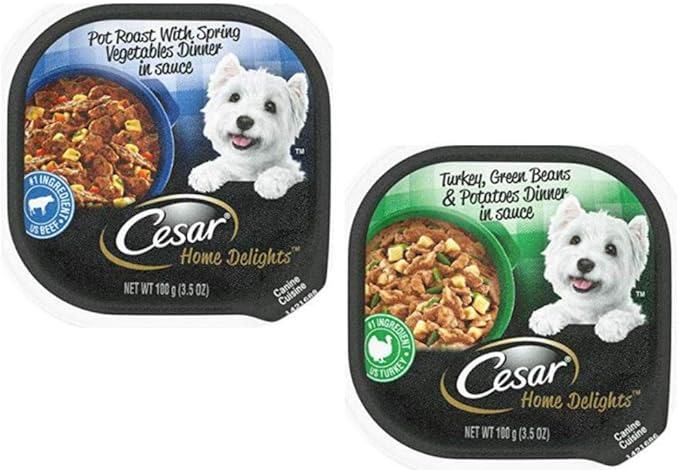 Cesar Home Delights Wet Dog Food - 8 Flavor Variety Pack, 3.5 Oz Each - Pack of 8 Plus My Buddy Notepad (9 Items Total)