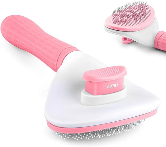 Cat Brush Self Cleaning Slicker Brush with Release Button, Dog Shedding Brush for Grooming, Cat Comb Pet Massage Tool Suitable for Long or Short Pet Hair Cleaner, Removes Tangles & Loose Fur