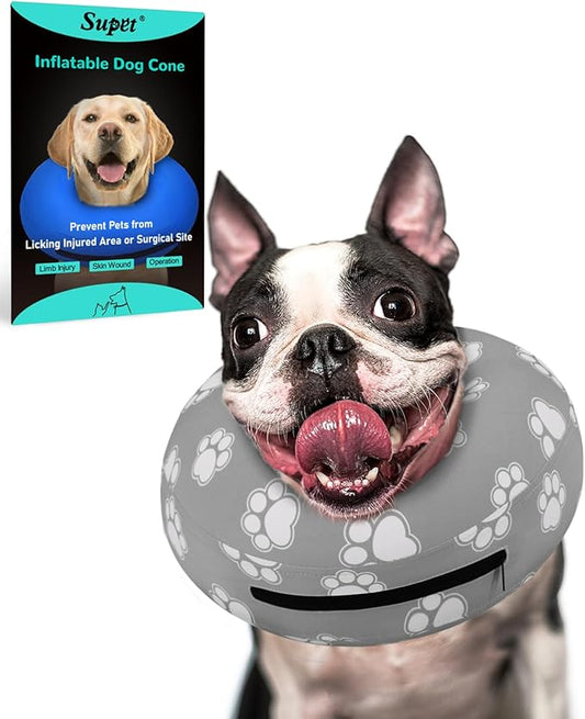 Supet Inflatable Dog Cone Collar Alternative after Surgery, Dog Neck Donut Collar Recovery E Collar for Post Surgery, Soft Dog Cone for Small Medium Puppies