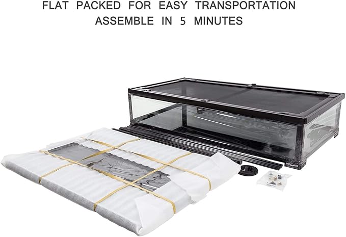 REPTI ZOO Large Reptile Terrarium, Vertical Reptile Tank, Wide & Tall Chameleon Cage with Top Screen Ventilation (36" W X 18" D X 36" H (Glass))
