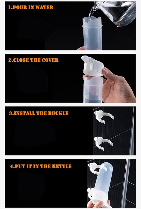 Bird Water Feeder, 8.45 Fl Oz Parrot Water Dispenser, Bird Cage Suspended Automatic Water Dispenser, Pet Bird Feeders for Parakeet Budgie Cockatiel Lovebirds Canary Finch (2 PCS)