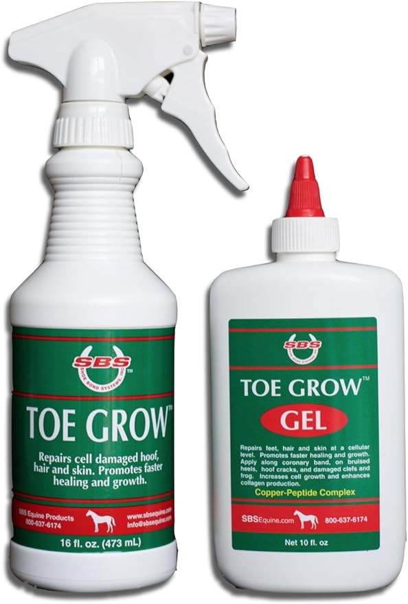 SBS Equine | Toe Grow Gel | Horse Hoof Care Product Promotes Hoof Growth and Healing | Increases Blood Flow and Collagen Production (10 Fluid Oz)