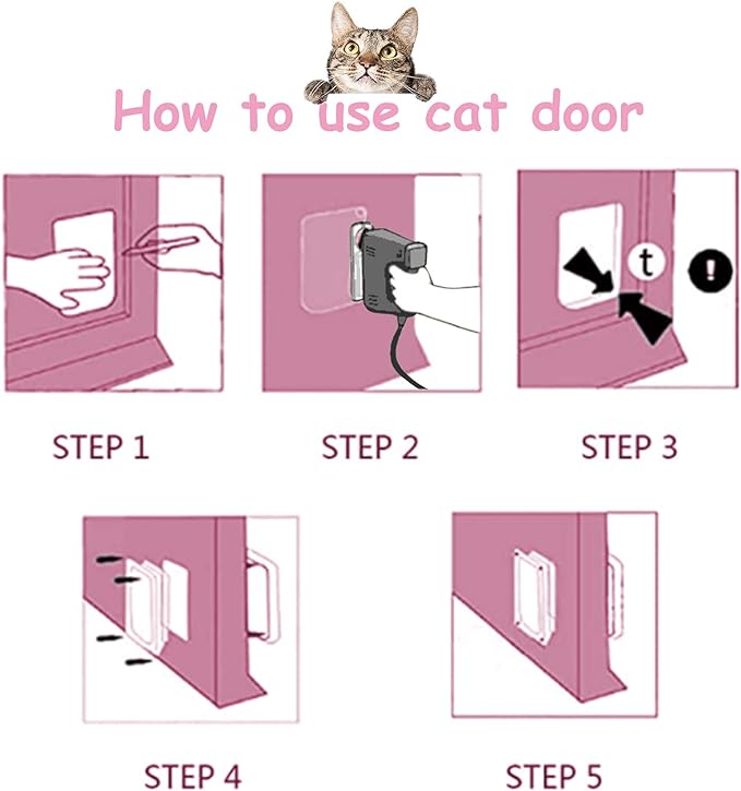 Cat Door Flap Extra Large (Outer Size 11" x 9.8"), 4 Way Locking for Interior Exterior Doors, Weatherproof Pet Door for Cats Doggie Kitties & Kittens, Easy Installation