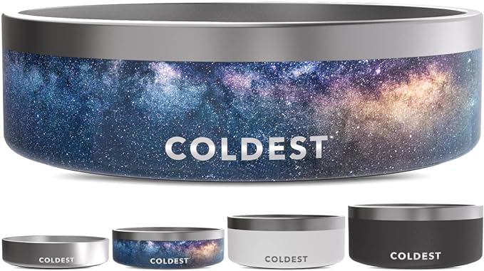 Coldest Dog Bowl - Anti Rust Metal & Non Slip Dog Bowls Large, Spill Proof Heavy Duty 3 Layers Insulated Dog Bowl - Food and Water Bowl for Dogs, Cats & Pets, Dishwasher Safe (42 oz, Into The Beyond)