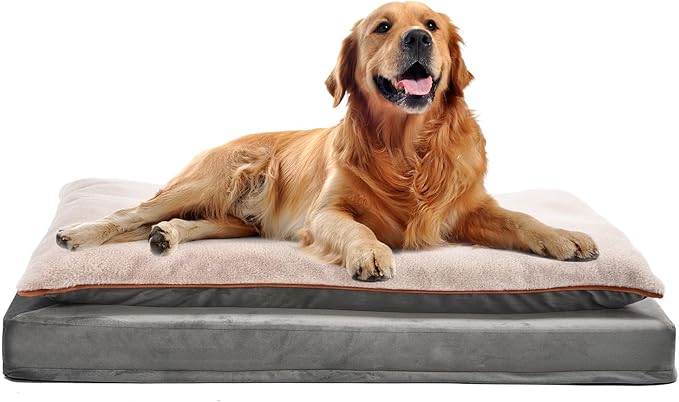 Amazon Basics Plush Orthopedic Pillow Dog Pet Bed with Removable Cover, XX-Large, Grey, 48"L x 36"W x 8.5"H