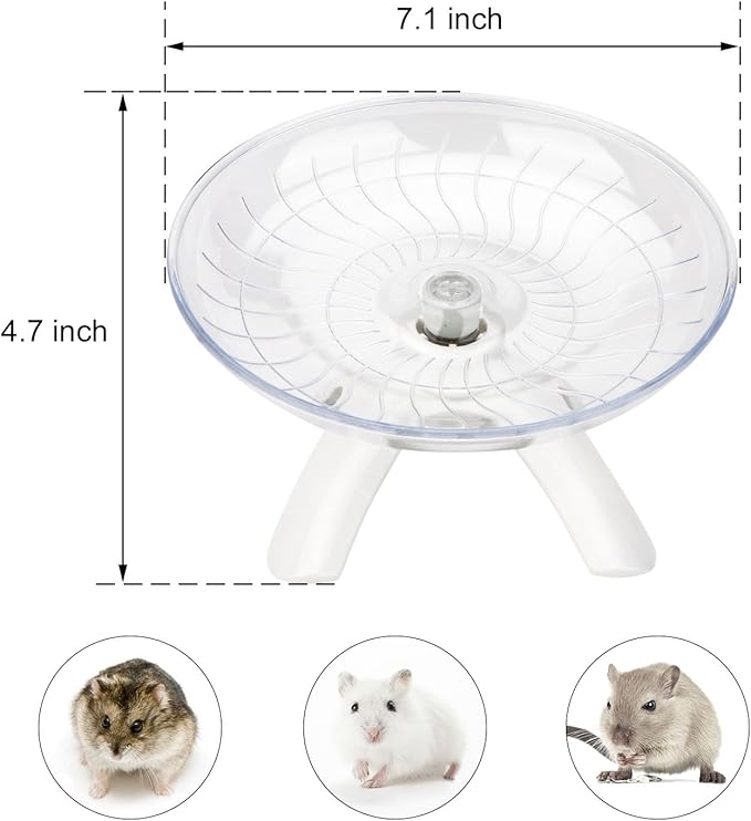 Hamster Wheel Silent Hamster Exercise Wheel Running Spinner Hamster Flying Saucer for Hamsters Gerbils Mice and Other Small Pets (White)