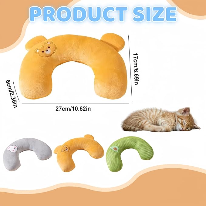 3 Pcs Cat Pillows for Indoor Cats and Small Dogs, Dog Pillows, U-Shaped Pillow for Pet, Half Donut Cutated Cat Calming Pillow, for Joint Relief, Deep Sleep