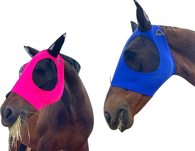 TGW RIDING Horse Fly Mask Super Comfort Horse Fly Mask Elasticity Fly Mask with Ears We Only Make Products That Horses Like (Dark Pink, S)