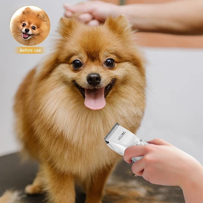 Dog Clippers Professional Heavy Duty Dog Grooming Clipper 3-Speed Low Noise High Power Rechargeable Cordless Pet Grooming Tools for Small & Large Dogs Cats Pets with Thick & Heavy Coats