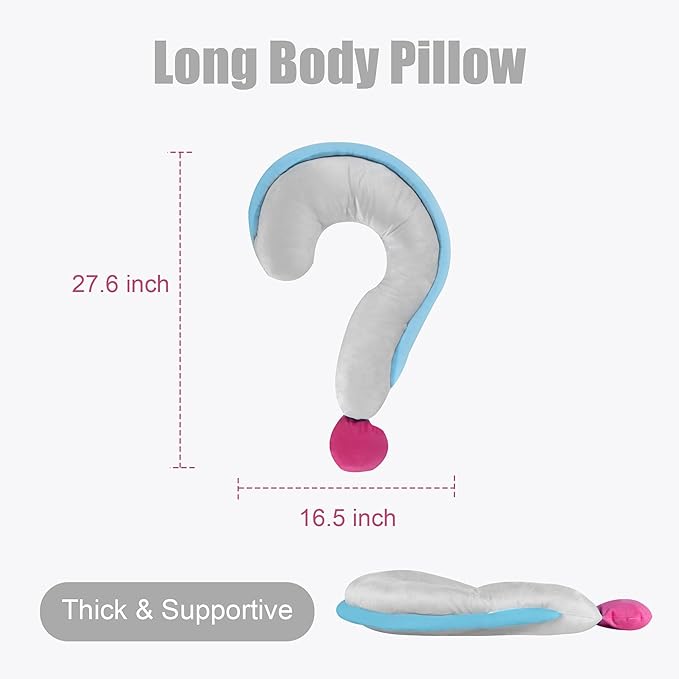 HOMBYS Dog Claming Pillow Curl Up Pillow for Dog & Cats, Extra Large Soft Question Mark Pillows Washable Dog Bed Pillow Hug & Support Your Pets, Dog Body Pillow, 27.6"x16"
