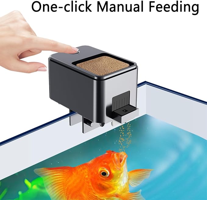 WiFi Automatic Fish Feeder for Aquarium, Food Dispenser for Fish Tank with App Control, USB Powered, Suitable for Small Fish Tank Pelleted Food, Black