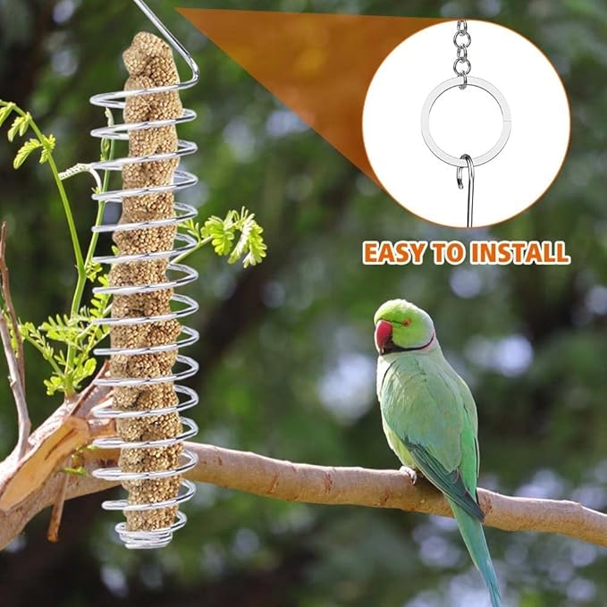 DONGKER 2 PCS Parrot Treat Holder,Stainless Steel Bird Fruit Vegetable Stick Skewer Bird Feeder Toy for Parrot Bird Parakeet Cockatiels