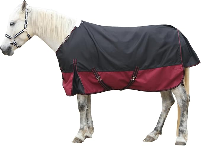 1200 Denier Rip-Stop Turnout Rain Sheet Lightweight Waterproof Breathable Horse Blanket (No Fill) Blackwine 75"