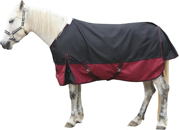 1200 Denier Rip-Stop Turnout Rain Sheet Lightweight Waterproof Breathable Horse Blanket (No Fill) Blackwine 72"