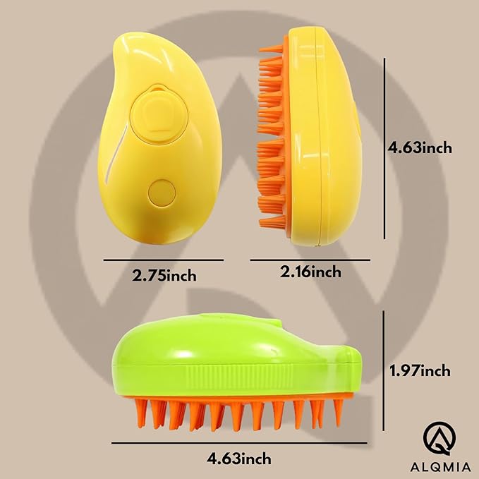 Cat Steam Brush, Spritz defur comb for cats, steam brush for cats, 3 in 1 pet brush, cat brush with steam, spritz defur comb for dogs, cat steam brush for shedding, cat brush by ALQMIA (Yellow)