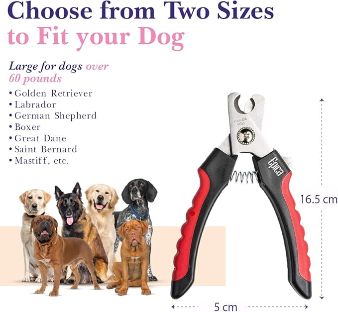 Epica Professional Dog Nail Clipper, Dog Nail Clippers for Large Dog, Easy and Safe Dog Grooming Clippers, Cat Claw Trimmer with Safety Guard (Large)