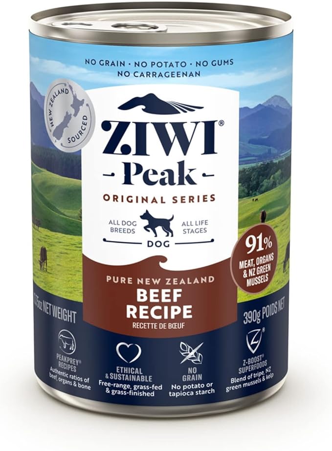 ZIWI Peak Canned Wet Dog Food – All Natural, High Protein, Grain Free, Limited Ingredient, with Superfoods (Beef, Case of 12, 13.75oz Cans)