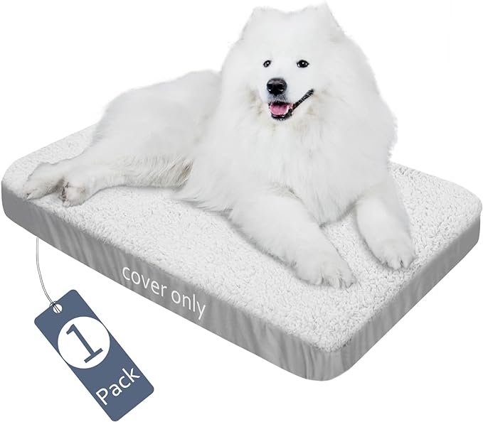 Dog Bed Covers Soft Plush Replacement Washable, Waterproof Dog Bed Liner White, Dog Mattress Cover, Pet Bed Cover 44x32 Inches, for Dog/Cat, Cover Only