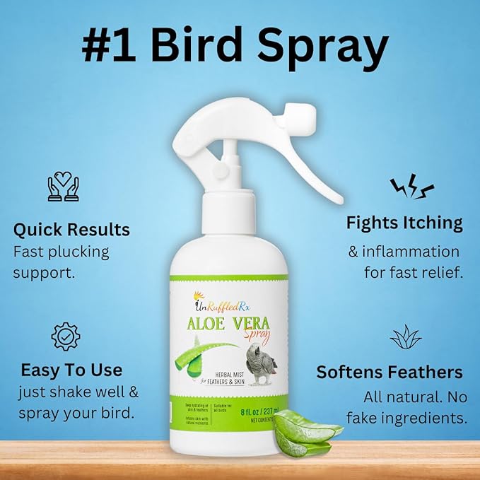 Aloe Vera Bird Bath Spray for Daily Care & Skin Health 8 Fl Oz - Soothe, Soften, and Protect Your Bird