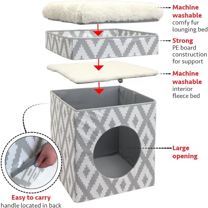 Kitty City Large Cat Bed, Stackable Cat Cube, Indoor Cat House/Cat Condo, Cat Scratcher