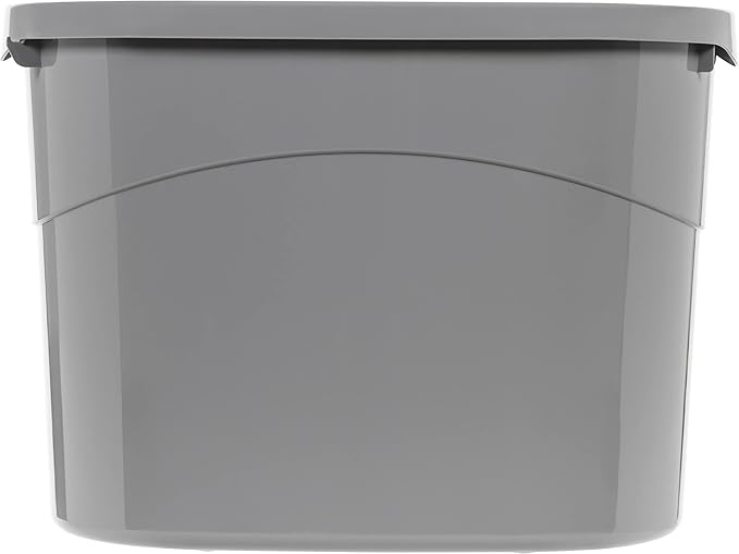 Amazon Basics Top Entry Cat Litter Box and Black Scoop, Oval, Grey, 20.5 x 14.75 x 14.38 inches