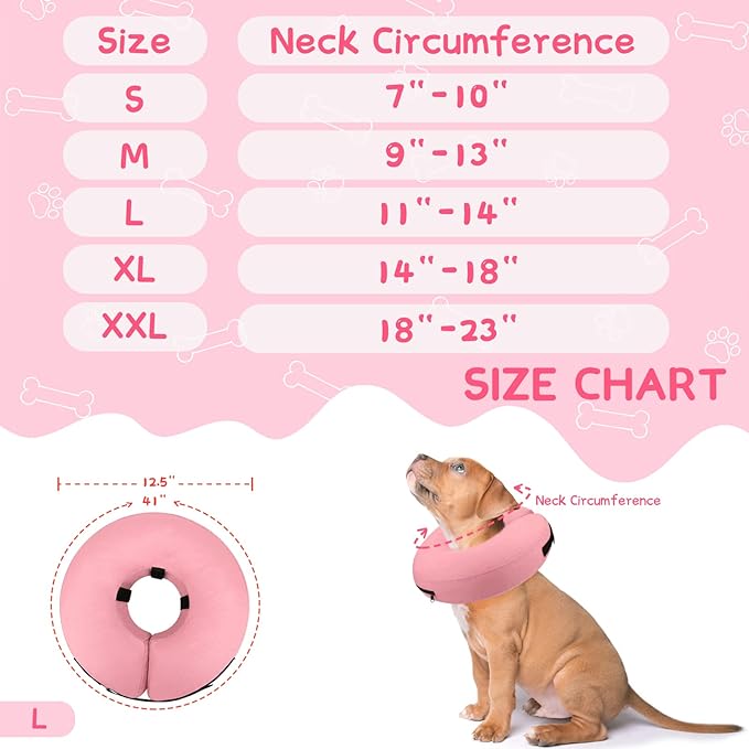 Supet Inflatable Dog Cone Collar Alternative after Surgery, Dog Neck Donut Collar Recovery E Collar to Stop Licking, Soft Dog Cone for Small Medium Large Dogs