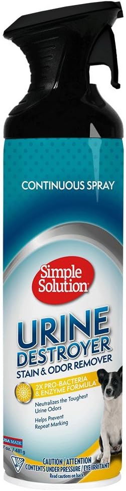 Simple Solution Urine Destroyer Enzymatic Cleaner | Pet Stain and Odor Remover with 2X Pro-bacteria Cleaning Power | 17 Ounces