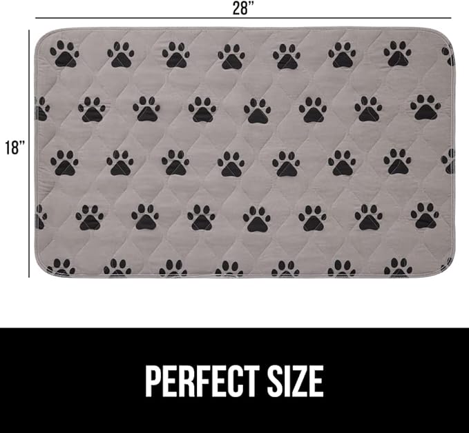 Gorilla Grip Washable Puppy Pads, 28x18 Pack of 2, Slip Resistant Dog Crate Mat, Waterproof Cloth Pee Pad for Training Puppies in Playpen, Reusable Pet Incontinence Blanket, Protects Sofa, Furniture