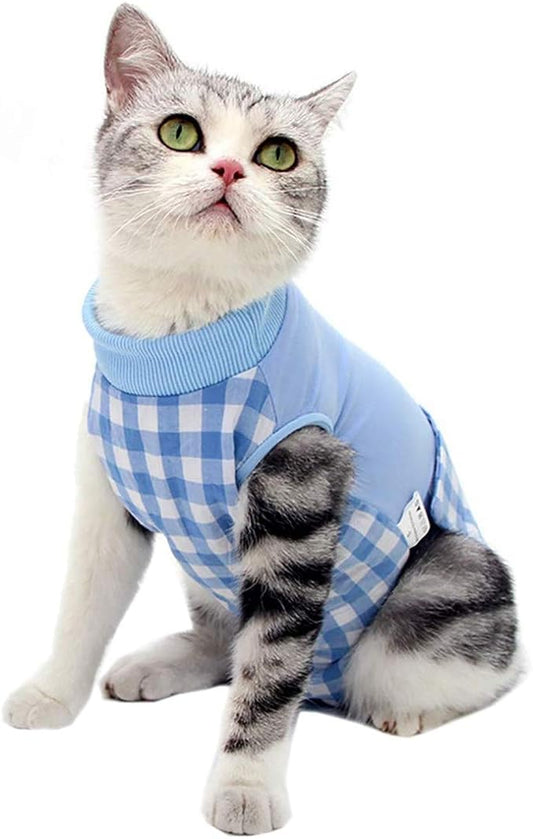 Cat Recovery Suit for Abdominal Wounds or Skin Diseases, Cat Onesie for Cats After Surgery Female Kitten Recovery Suit, Breathable E-Collar Alternative for Cats After Spay Anti Licking Wounds