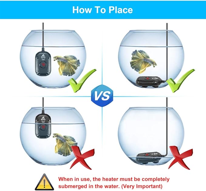 Small Aquarium Heater 50W Mini Fish Tank Heater 50 Watt Submersible with LED Temperature Display