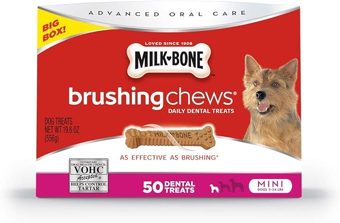 Milk-Bone Brushing Chews Daily Dental Dog Treats, Mini, 56 Count
