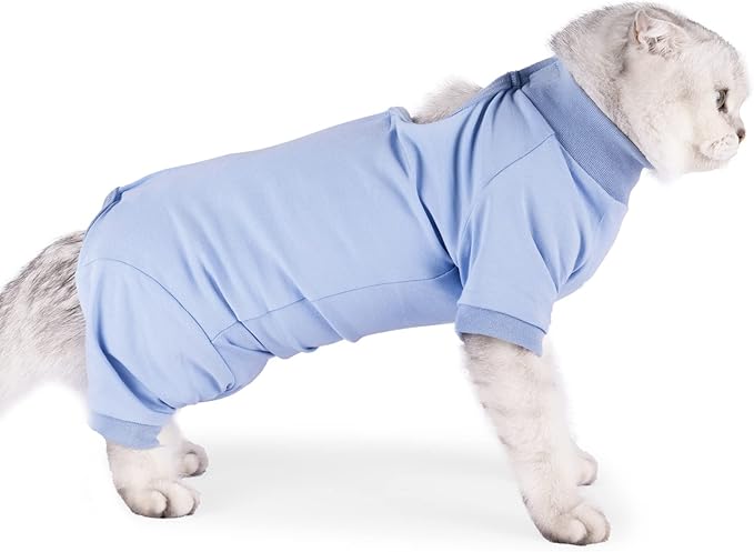 Cat Surgical Recovery Suit Professional for Male Female Dog Abdominal Wounds Cone E-Collar Alternative, Anti-Licking Or Skin Diseases Pet Surgical Recovery Pajama Suit, Soft Fabric Onesie for Cats