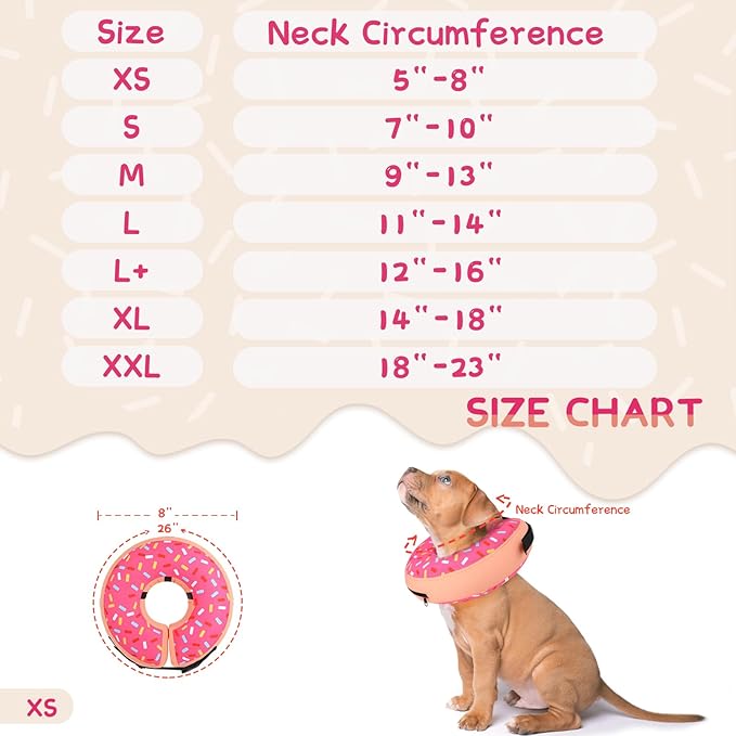 Supet Inflatable Dog Cone Collar for Medium Small Dogs, Soft Cone Collar for Dogs Cats, E Collar Dog Neck Donut Dog Puppy Doggie Cone Alternative After Surgery