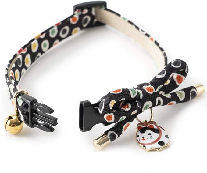 Necoichi ZEN Hariko Charm Cat Collar (Black)